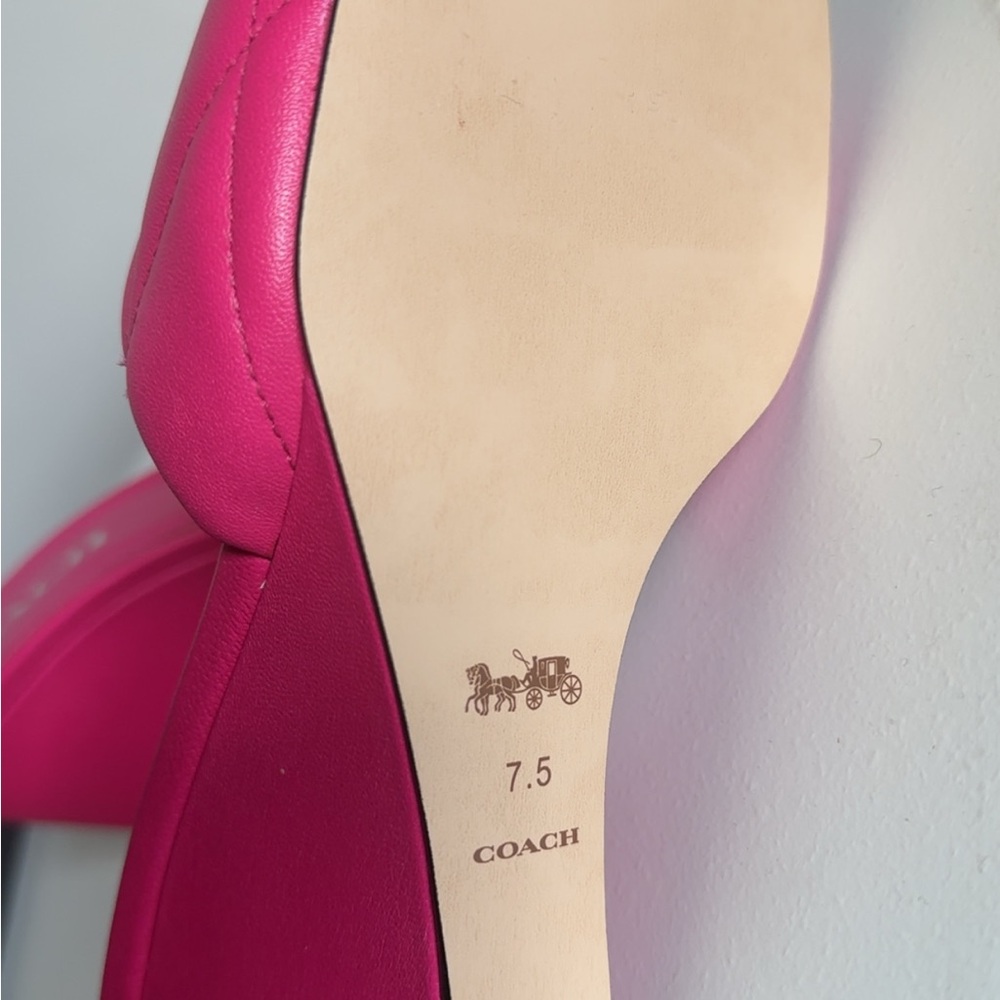 Coach Pink Wedge Sandals with Quilted Strap - Picture 3 of 4
